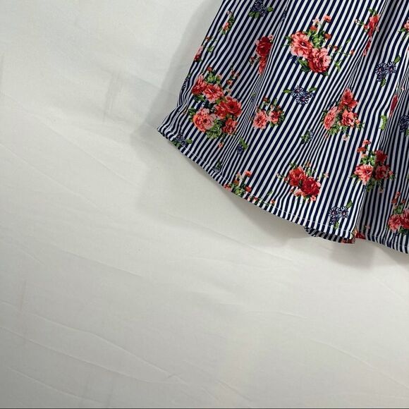 My Michelle Blue and White Striped Floral Romper - Picture 11 of 13